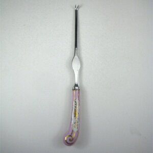 Antique A Lewis Co Sheffield England Buttonhook Pink Enamel Handle Floraine